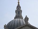 London St. Pauls Cathedral 02 Outside Lantern Close Up Here is a close up of St. Pauls Cathedral from the west, with the cross 111m above the church floor. Below the cross is the Lantern and the outer, lead-encased dome. At the base of the lantern is the famous Golden Gallery, which offers panoramas of London.